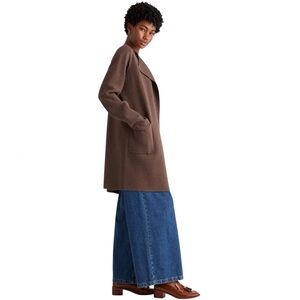 Quince Women's 100% Organic Cotton Collarless Coat Brown Heather Small N…
